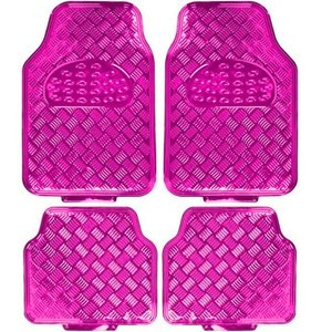 TAPETE CROMADO ECONOMICO 4 PZAS ROSA (JUEGO)