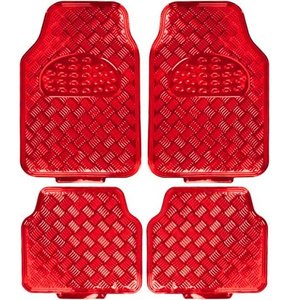 TAPETE CROMADO ECONOMICO 4 PZAS ROJO (JUEGO)