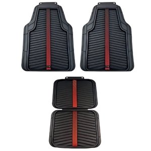 TAPETE RED BULL DE HULE 4 PIEZAS POWER BAR AL CENTRO NEGRO ROJO (JUEGO)