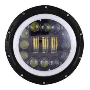 UNIDAD REDONDA DE 7" CON 18 LEDS C/LUPA BLANCO OJO DE ANGEL BICOLOR (PIEZA)