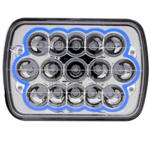 UNIDAD CUADRADA 7in CON 15 HIPER-LEDS DE 3W C/U OJO DE ANGEL AZUL PAR (PAR)