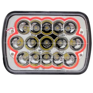 UNIDAD CUADRADA 7in CON 15 HIPER-LEDS DE 3W C/U OJO DE ANGEL ROJO PAR (PAR)