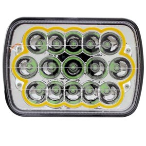 UNIDAD CUADRADA 7in CON 15 HIPER-LEDS DE 3W C/U OJO DE ANGEL AMARILLO PAR (PAR)