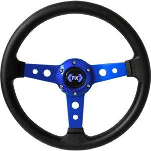 VOLANTE DEPORTIVO CON RAYO AZUL. (PIEZA)