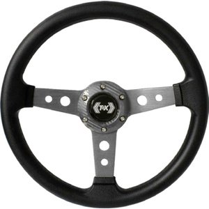 VOLANTE DEPORTIVO CON RAYO PLATA. (PIEZA)