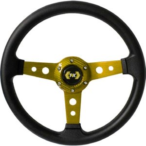 VOLANTE DEPORTIVO CON RAYO AMARILLO. (PIEZA)