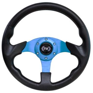 VOLANTE AUTOMOTRIZ DE ALUMINIO AZUL. (PIEZA)