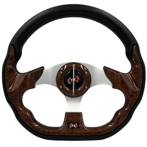 VOLANTE AUTOMOTRIZ DE VINIL CROMADO PLATA. (PIEZA)