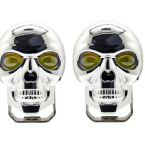FARO TIPO CALAVERA CON 2 HIPER LEDS 20W BLANCO/AMARILLO CON LUPA, 5 FUNCIONES DE ESTROBO Y CARCASA RGB (PIEZA)