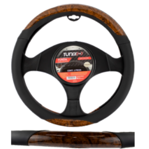 FUNDA PARA VOLANTE  MEDIANA DE 38 CM CON DETALLE TIPO MADERA COLOR GRIS (PIEZA)