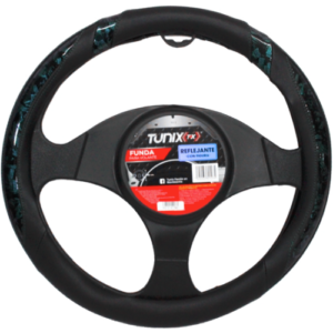 FUNDA PARA VOLANTE  MEDIANA DE 38 CM NEGRA CON DISEÑO DIAMANTE COLOR GRIS (PIEZA)