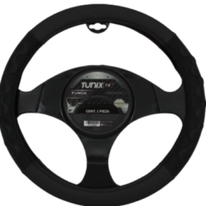FUNDA PARA VOLANTE  MEDIANA DE 38 CM CON LATERALES EN RELIEVE CON ONDAS NEGRA (PIEZA)
