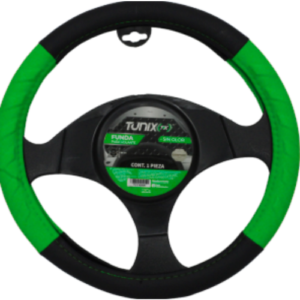 FUNDA PARA VOLANTE  MEDIANA DE 38 CM BASE NEGRA CON LATERALES EN RELIEVE CON CON FLECHA CONTINUA GRIS (PIEZA)
