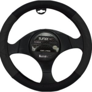 FUNDA PARA VOLANTE  MEDIANA DE 38 CM BASE ROJA CON LATERALES EN RELIEVE CON FLECHA CONTINUA NEGRO (PIEZA)