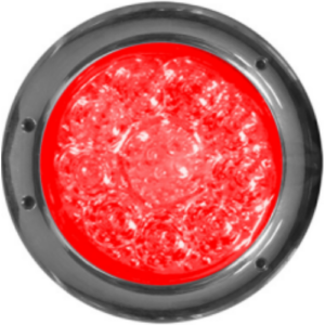 PLAFÓN REDONDO CON 13 LEDS Y BISEL CROMADO ROJO 2 PULGADAS (PIEZA)