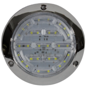 PLAFÓN REDONDO CON 28 LEDS Y BISEL CROMADO ROJO 2 PULGADAS 12/24V (PIEZA)