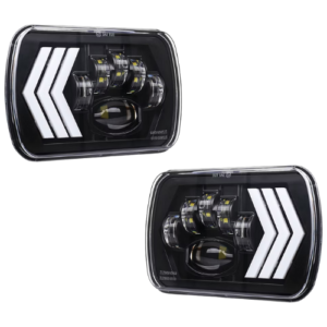 UNIDAD CUADRADA GRANDE DE 7in CON 3 HIPER LEDS Y DIRECCIONAL BLANCO/AMBAR PAR (PAR)