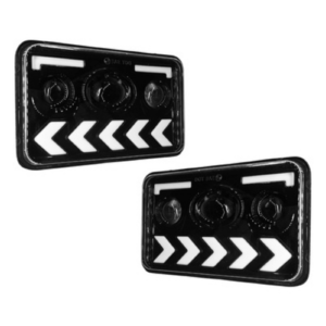 UNIDAD CUADRADA CHICA DE 5in CON 3 HIPER LEDS Y DIRECCIONAL BLANCO/AMBAR PAR (PAR)