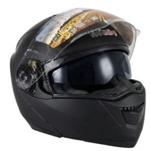 CASCO PARA MOTOCICLISTA ABATIBLE NEGRO MATE EXTRA GRANDE (Pieza)